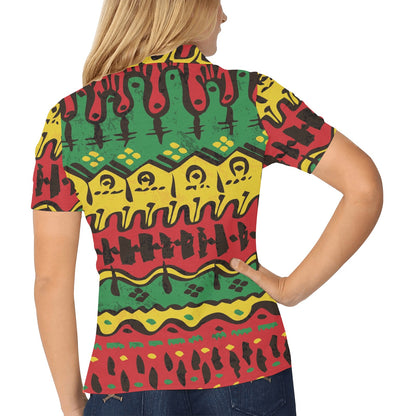 Rasta Pattern Print Design A01 Women's Polo Shirt