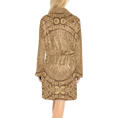 Mayan Pattern Print Design 01 Women's Fleece Robe