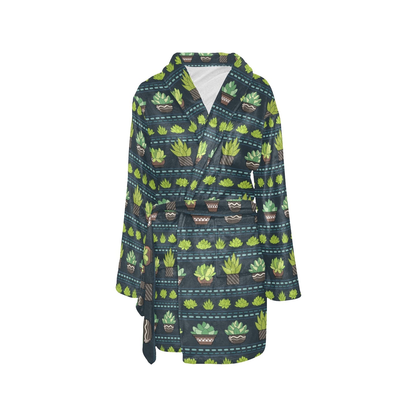 Cactus Pattern Print Design 07 Women's Fleece Robe