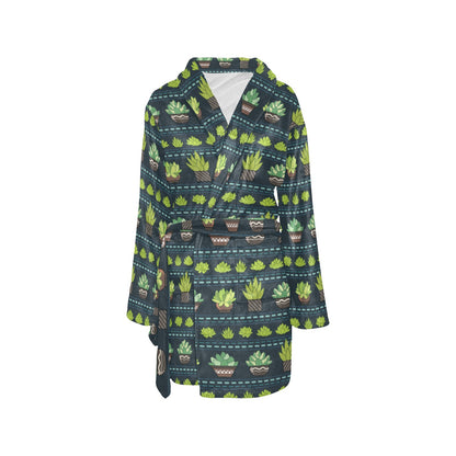 Cactus Pattern Print Design 07 Women's Fleece Robe