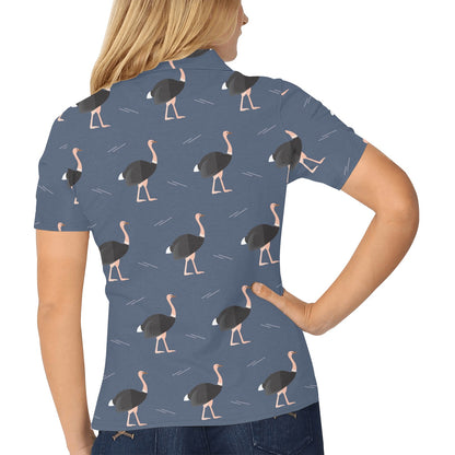 Ostrich Pattern Print Design 04 Women's Polo Shirt