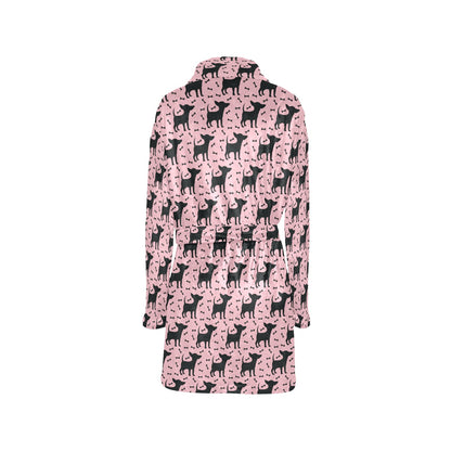Chihuahua Pink Print Pattern Women's Fleece Robe