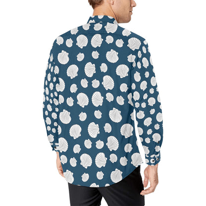 Seashell Print Design LKS3012 Men's Long Sleeve Dress Shirt