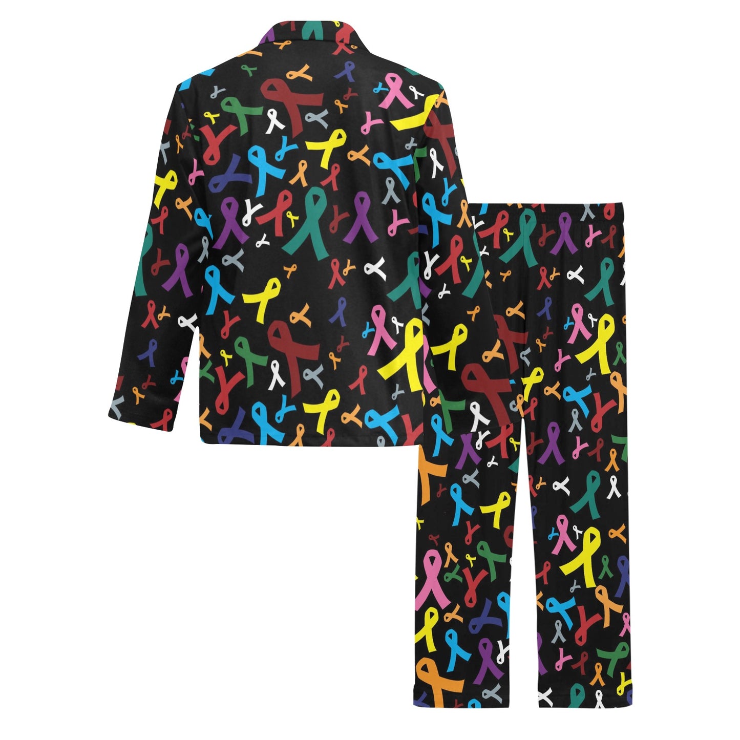 Cancer Awareness Pattern Print Design 03 Men's Long Pajama Set