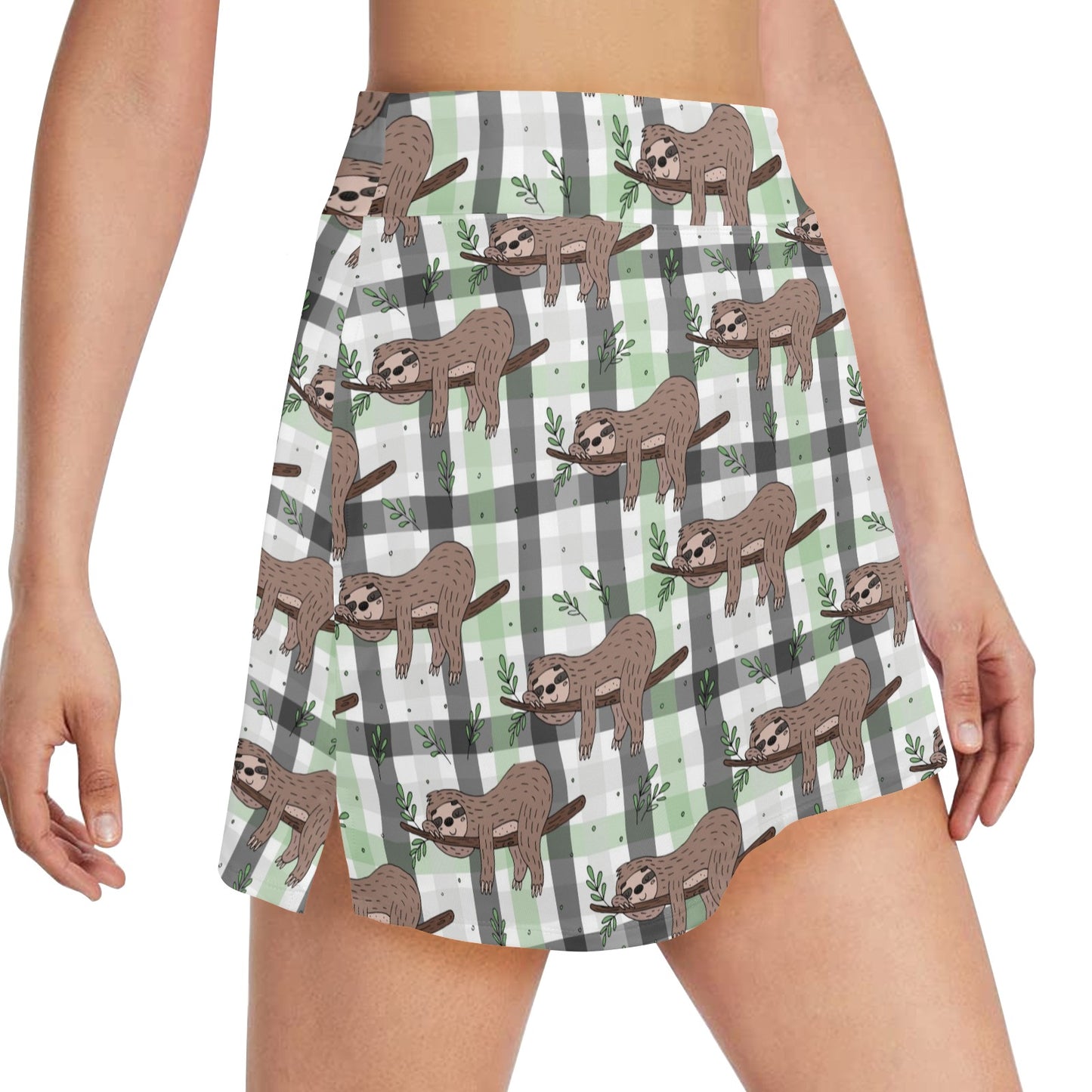 Sloth Print Design LKS301 17" Golf & Pickleball Skort with Pockets