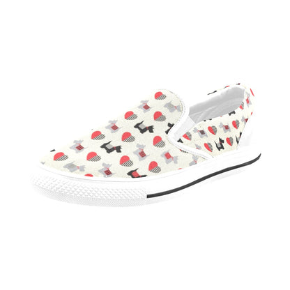 Scottish Terriers Print Design LKS3010 White Slip Ons Canvas Women's Shoes