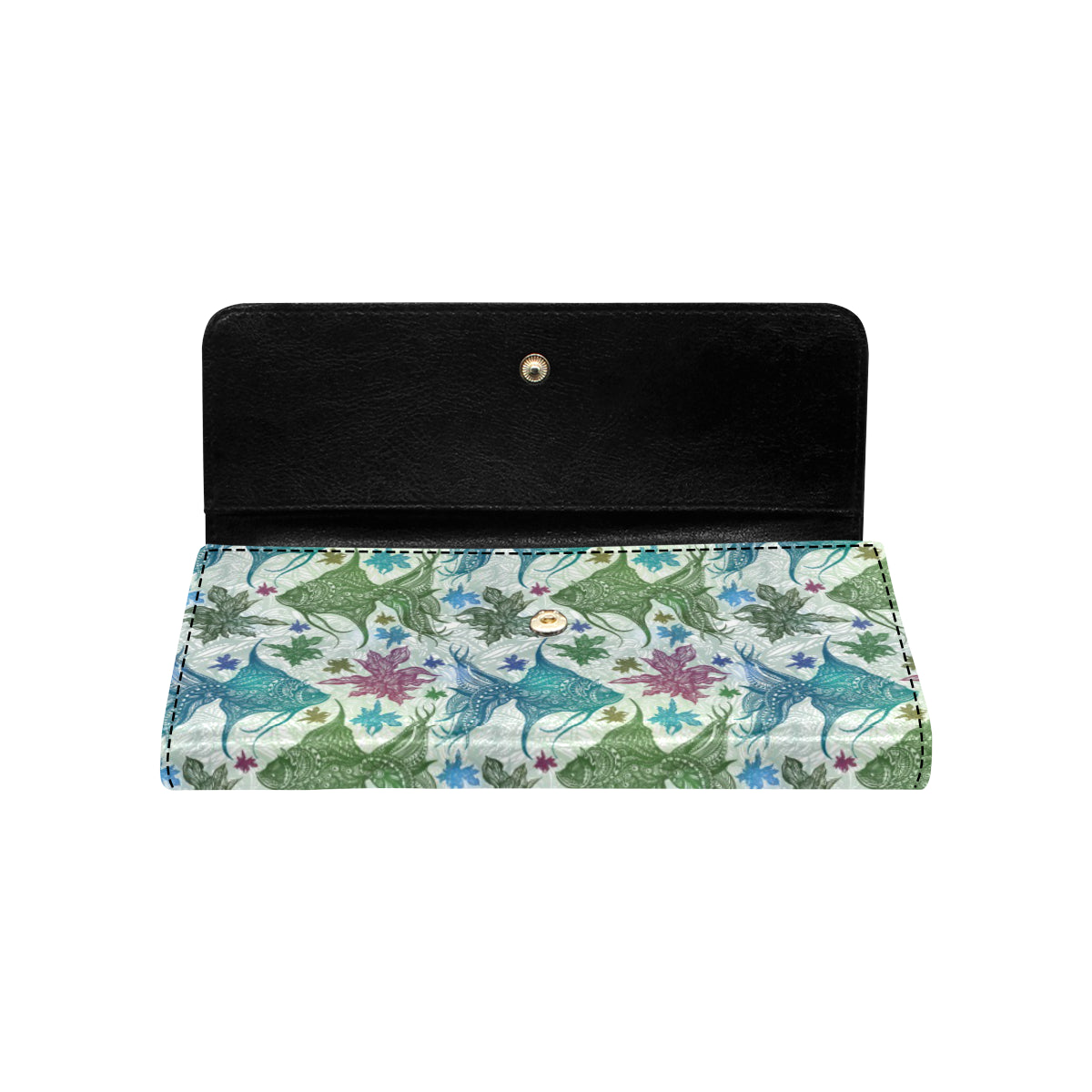 Angelfish Tribal Pattern Print Design 01 Women's Trifold Wallet