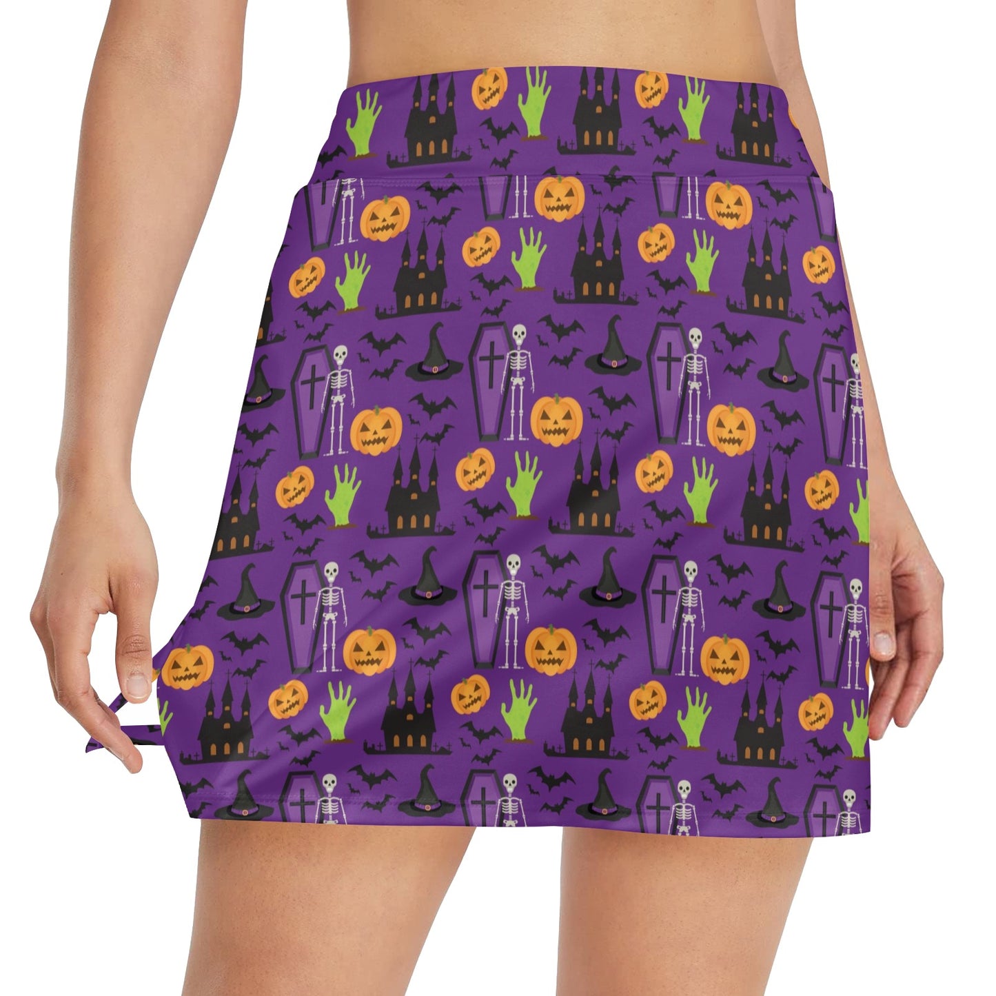 Halloween Print Design LKS403 17" Golf & Pickleball Skort with Pockets