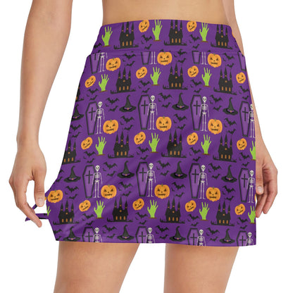 Halloween Print Design LKS403 17" Golf & Pickleball Skort with Pockets