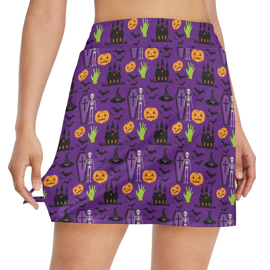 Halloween Print Design LKS403 17" Golf & Pickleball Skort with Pockets
