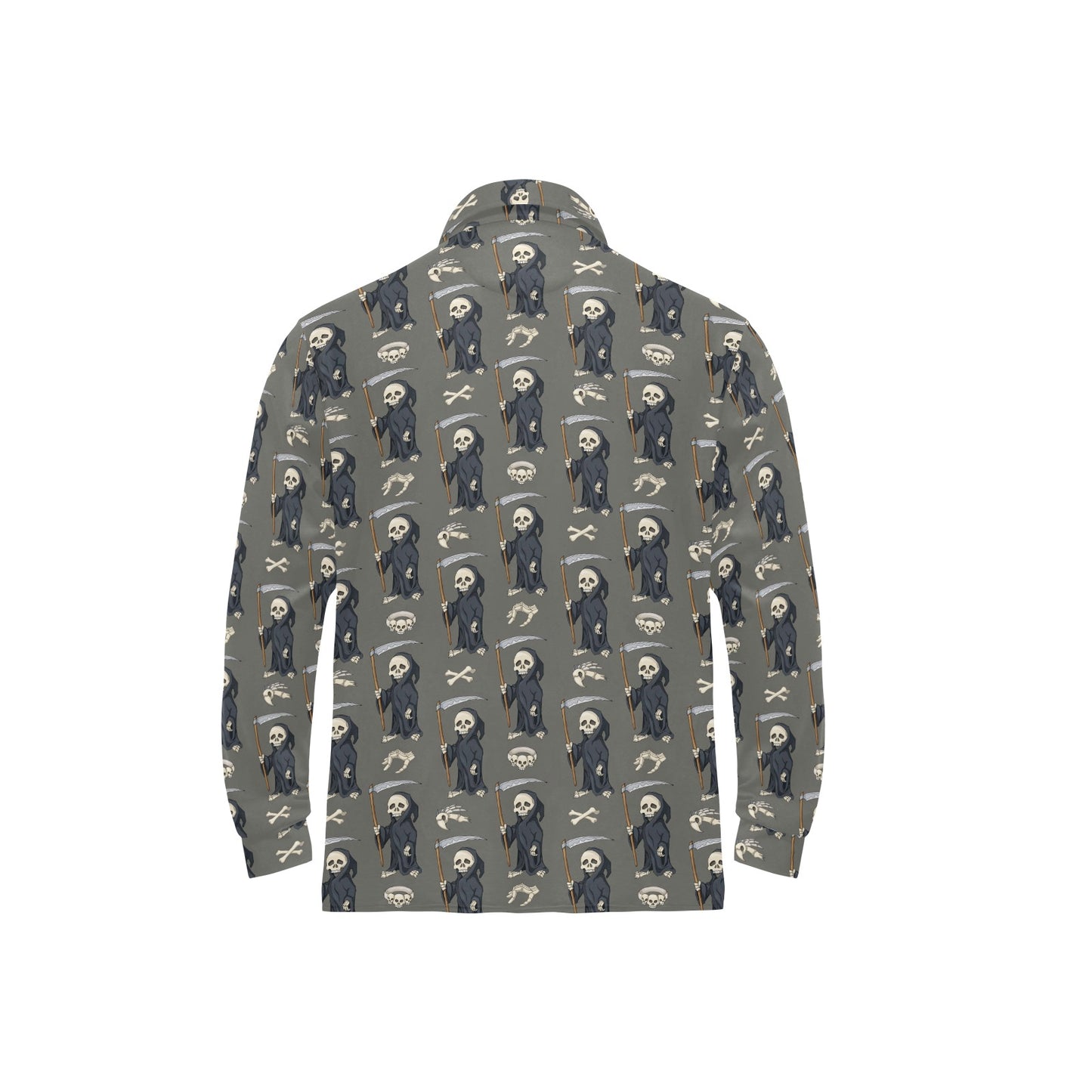 Skeleton Print Design LKS308 Long Sleeve Polo Shirt For Men's