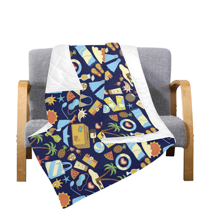 Beach Themed Pattern Print Design 04 Premium Quilt