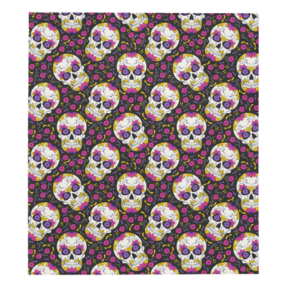 sugar skull Floral Pattern Premium Quilt