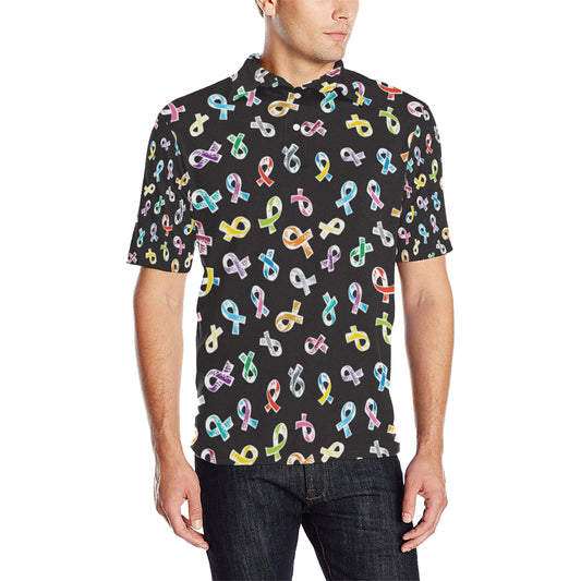 Cancer Awareness Pattern Print Design 02 Men Polo Shirt
