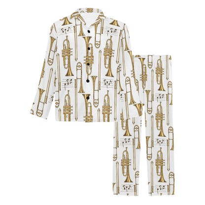 Trombone Pattern Print Design 04 Men's Long Pajama Set