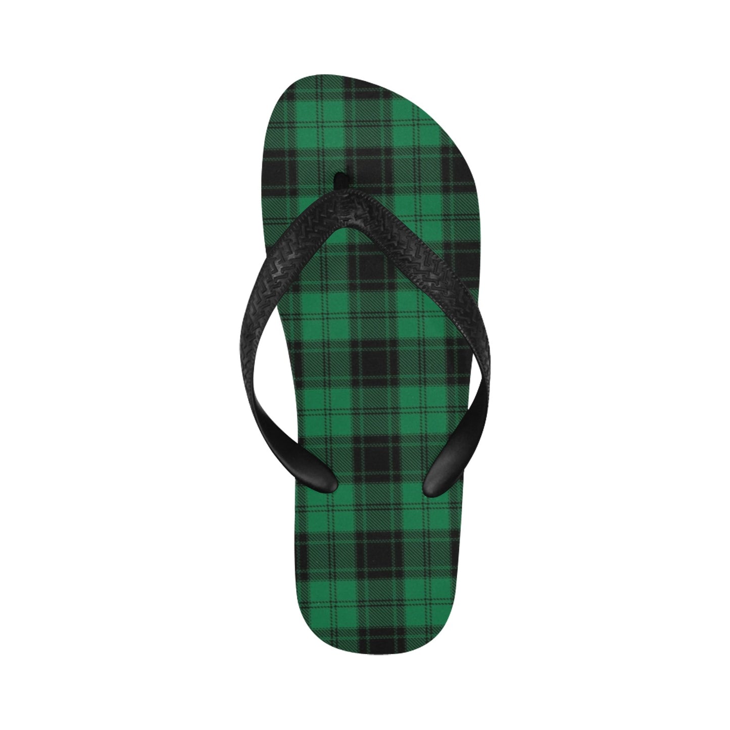 Tartan Green Print Design LKS302 Flip Flops