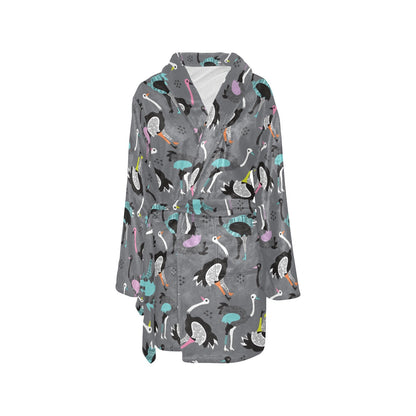 Ostrich Pattern Print Design 01 Women's Fleece Robe