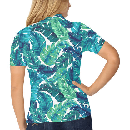 Brightness Tropical Palm Leaves Women's Polo Shirt