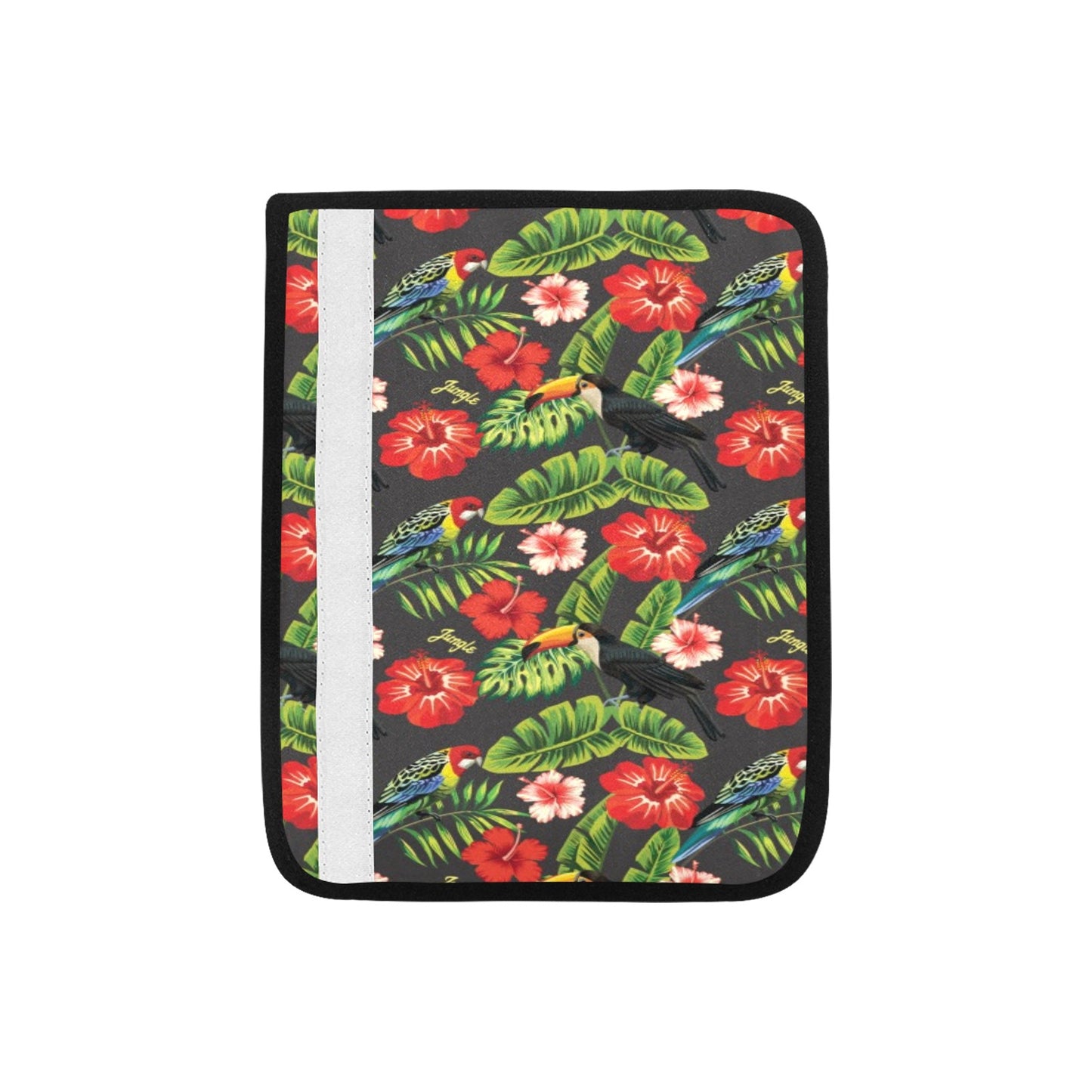 Hibiscus Red With Parrotprint Design LKS303 Car Seat Belt Cover