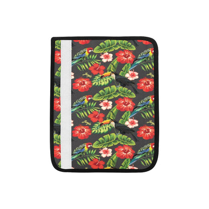 Hibiscus Red With Parrotprint Design LKS303 Car Seat Belt Cover