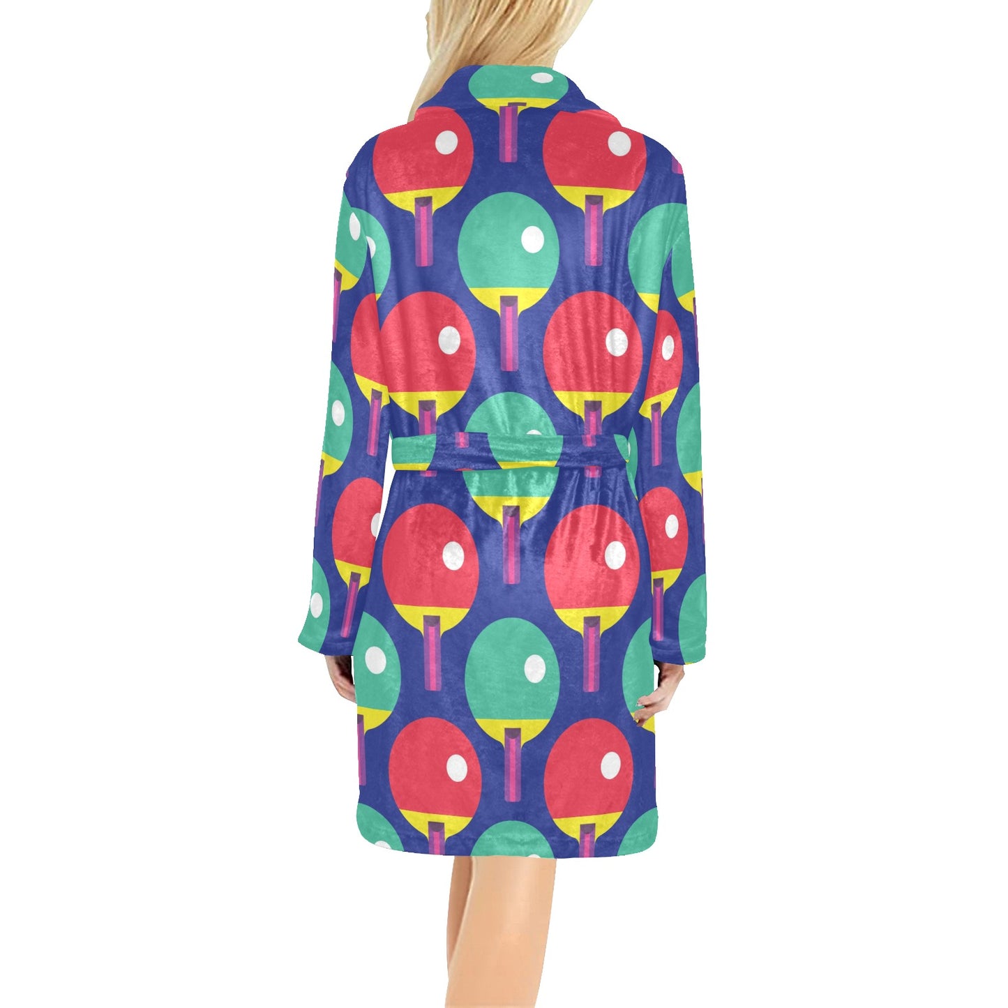 Ping Pong Pattern Print Design A03 Women's Fleece Robe