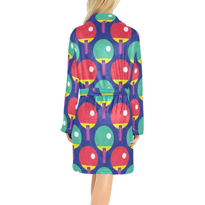 Ping Pong Pattern Print Design A03 Women's Fleece Robe