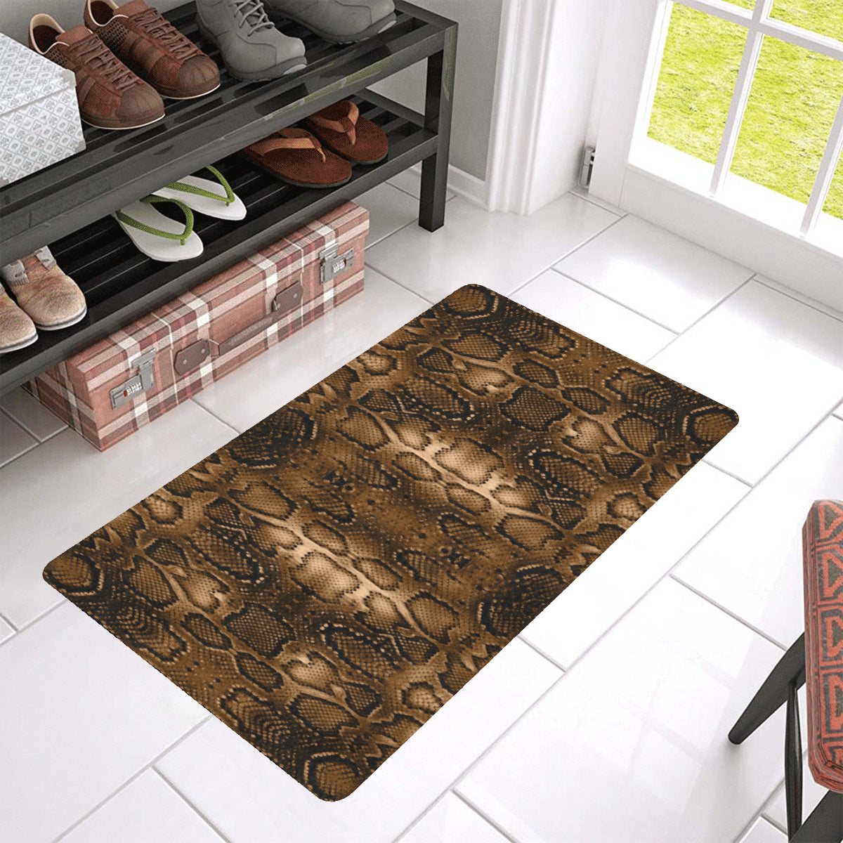 Snake Skin Brown Print Rubber Doormat