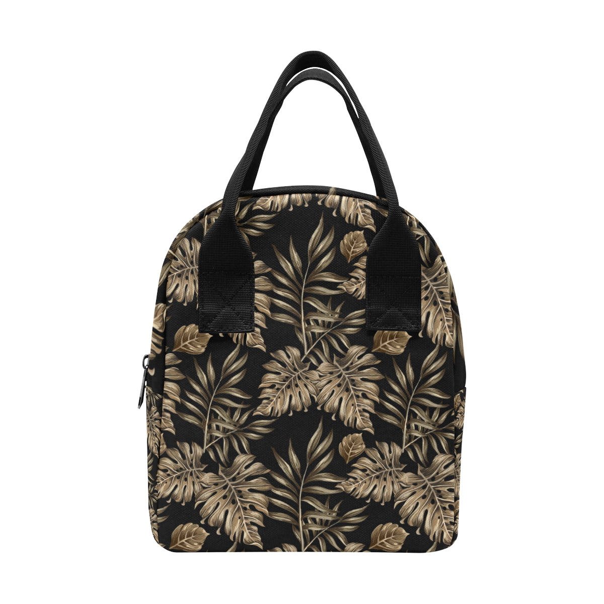 Brown Tropical Palm Leaves Insulated Lunch Bag