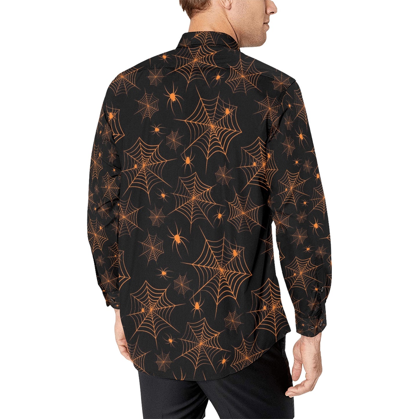 Spider Web Print Design LKS306 Men's Long Sleeve Dress Shirt