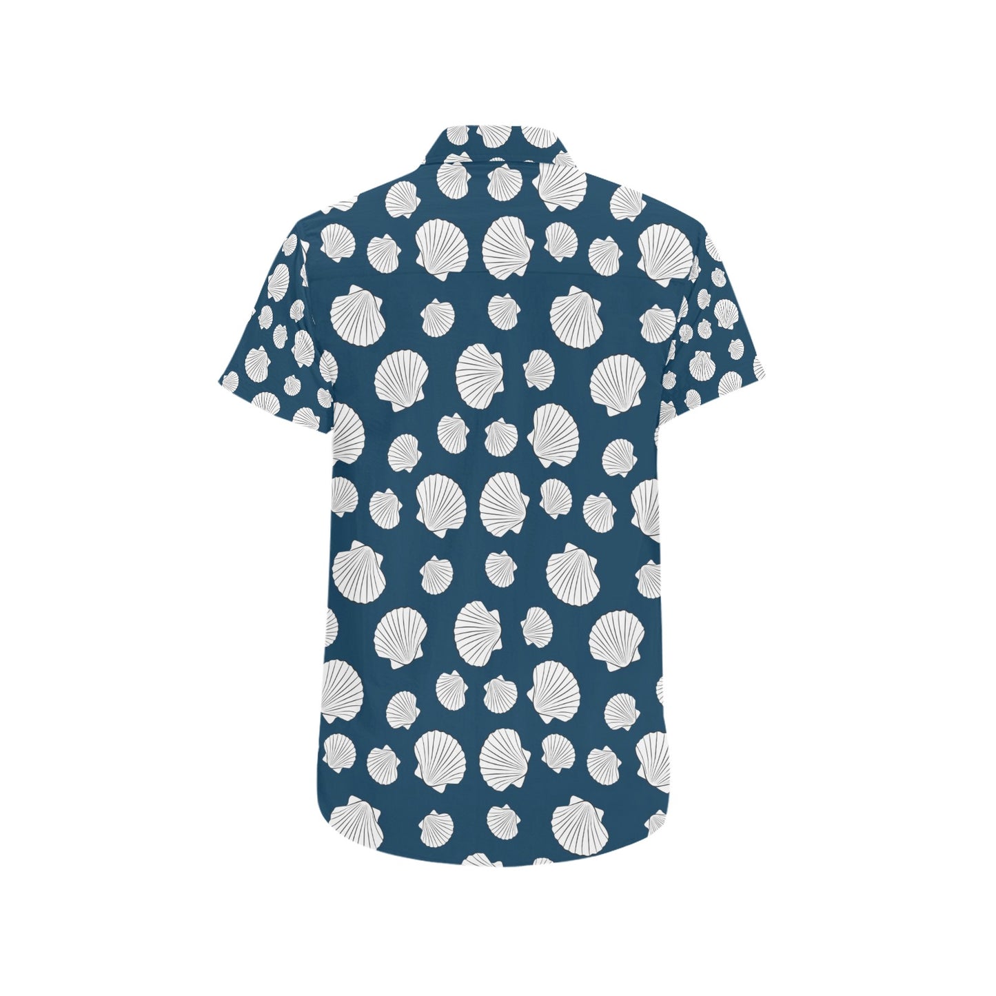 Seashell Print Design LKS3012 Men Short Sleeve Button Up Shirt