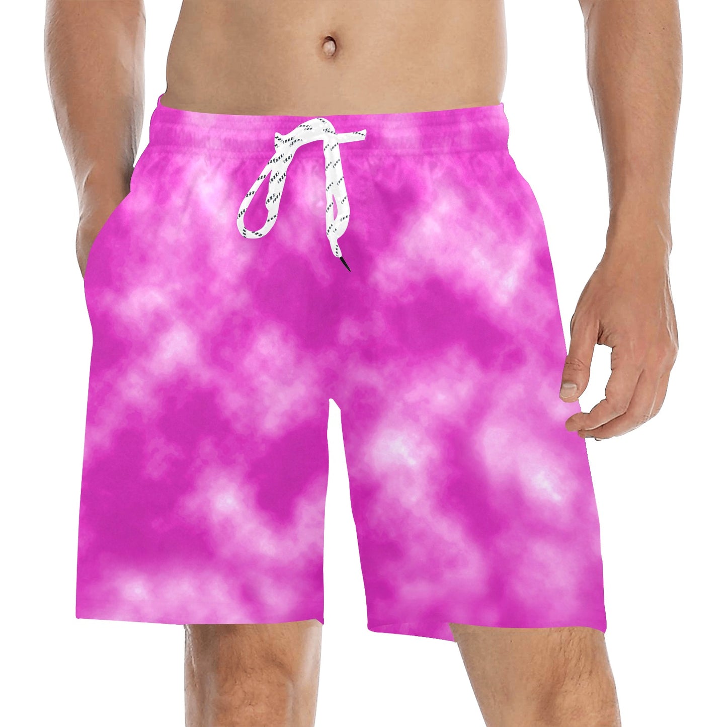 Tie Dye Pink Design Print Men's Swim Trunks Beach Shorts