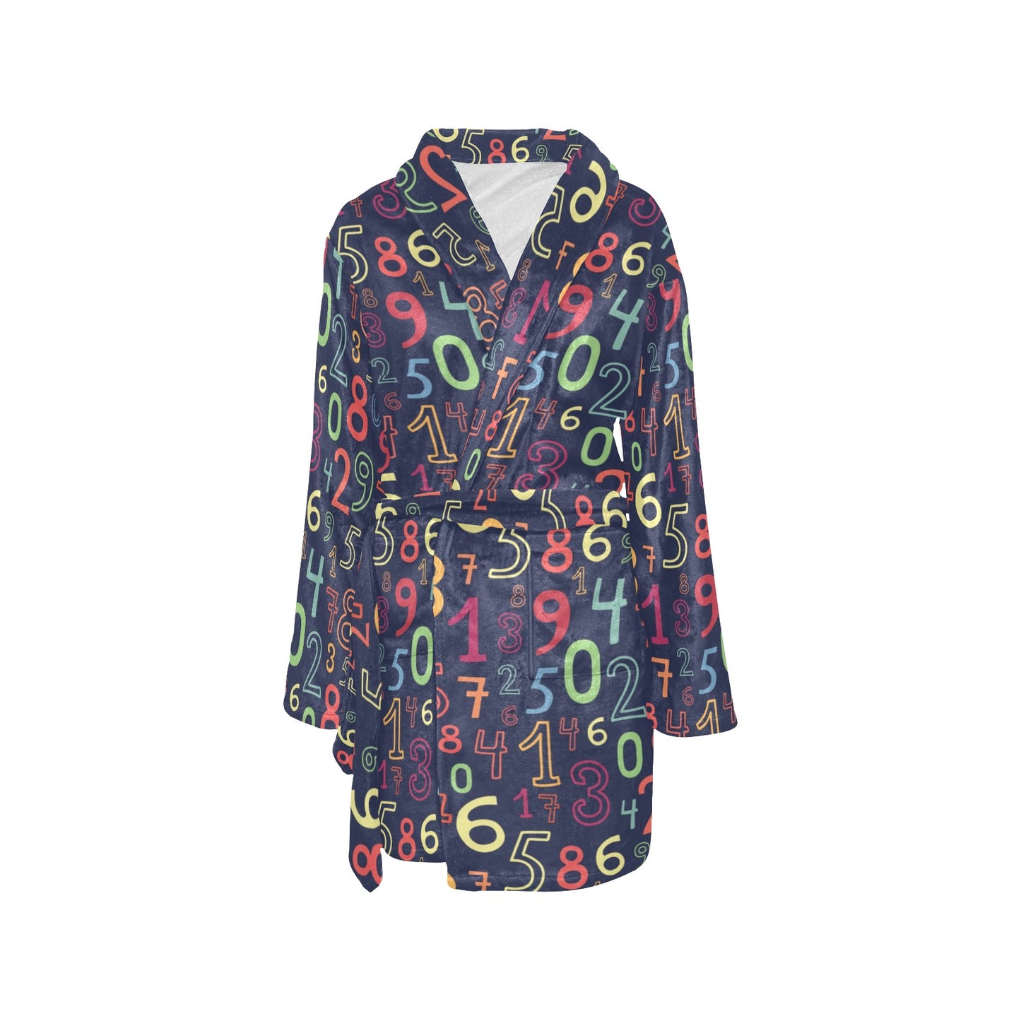 Number Pattern Print Design A01 Women's Fleece Robe