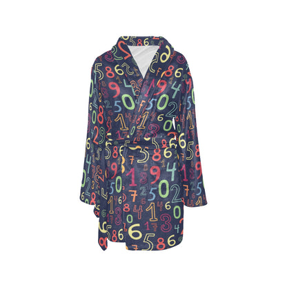 Number Pattern Print Design A01 Women's Fleece Robe