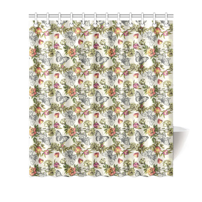 Butterfly Flower Pattern Print Design 06 Shower Curtain