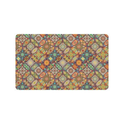 Mandala Flower Themed Design Print Rubber Doormat