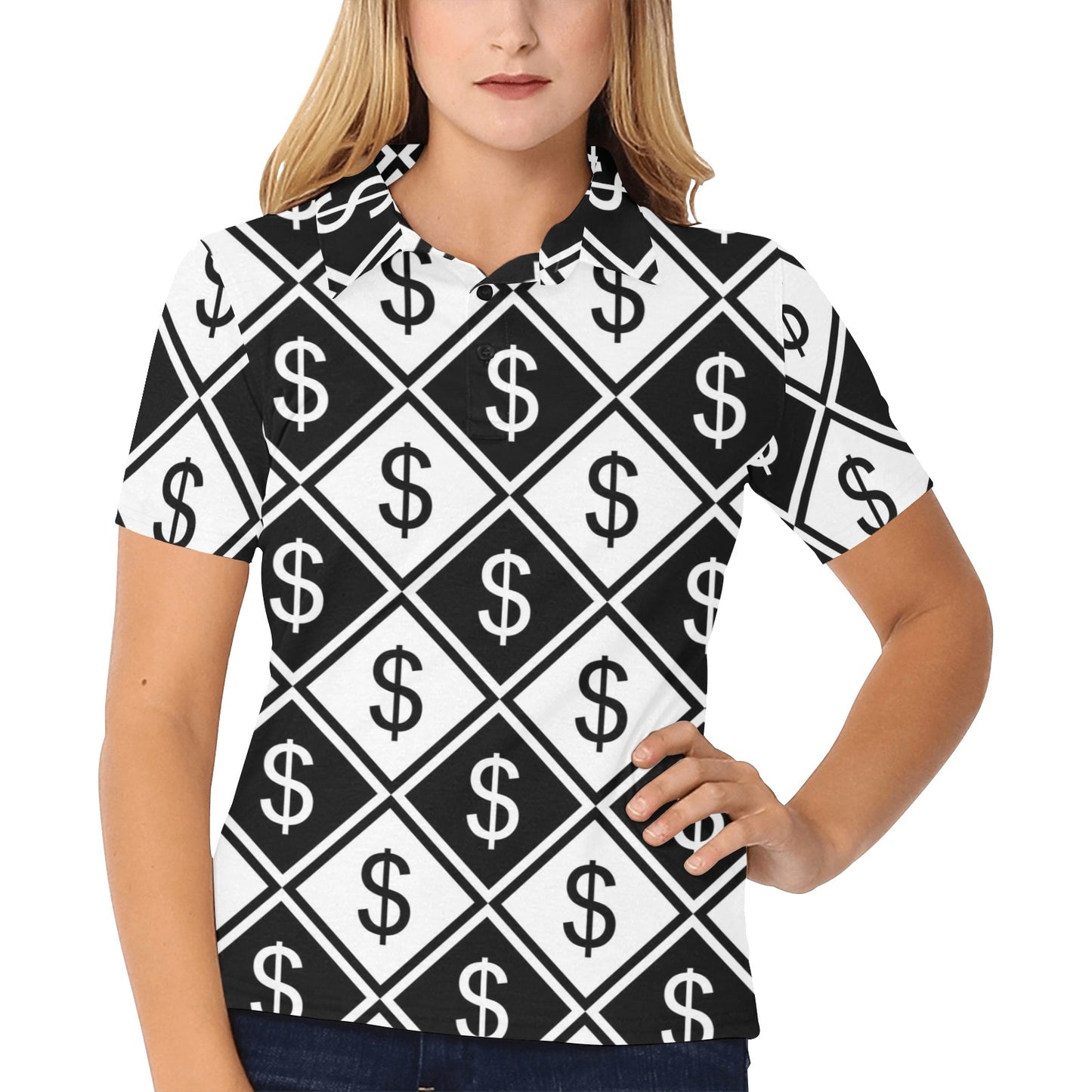 Money Pattern Print Design 04 Women's Polo Shirt