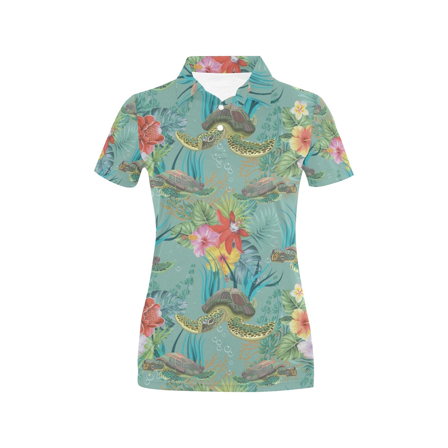 Sea Turtle Pattern Print Design T012 Women's Polo Shirt