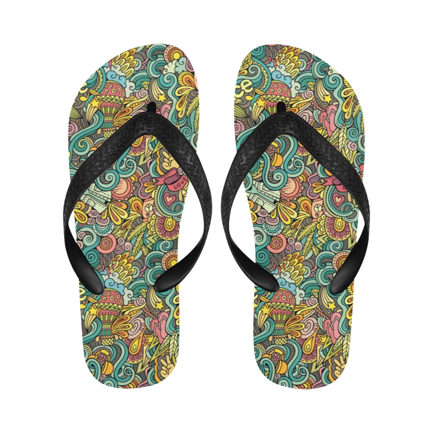 Hippie Print Design LKS302 Flip Flops