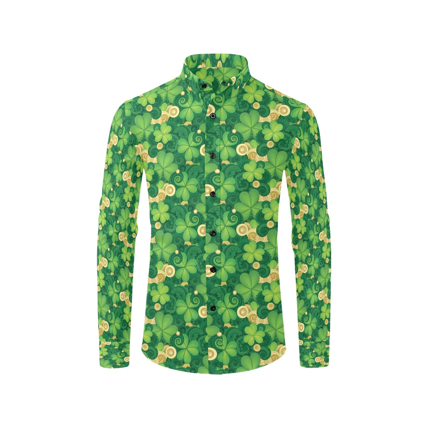 Shamrock Print Design LKS301 Men's Long Sleeve Dress Shirt