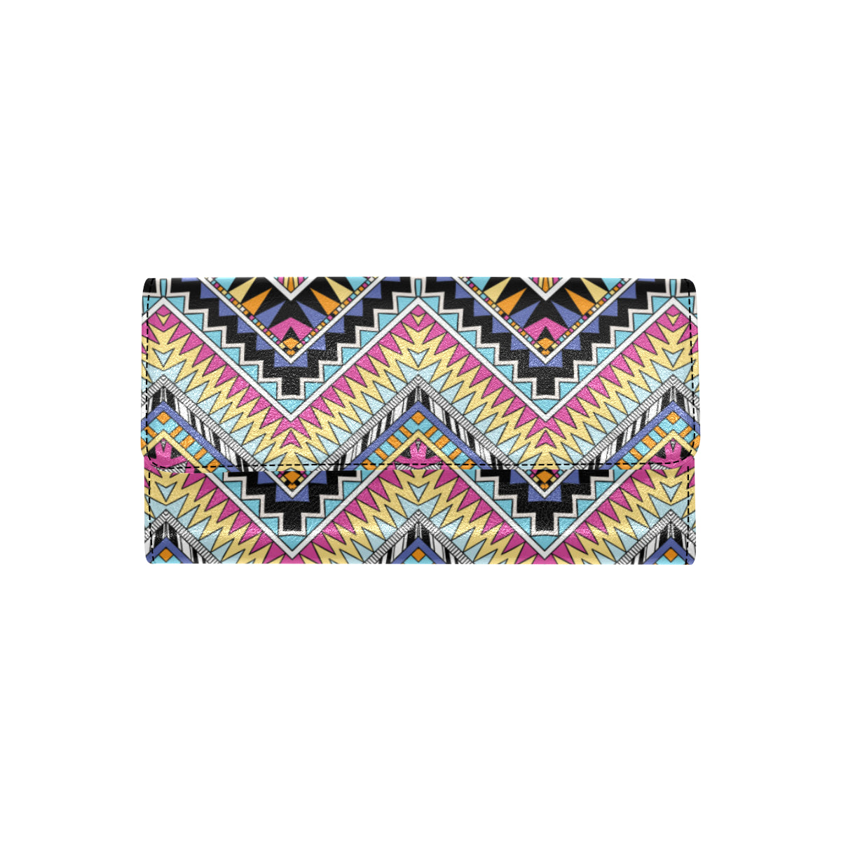 Multicolor zigzag Tribal Aztec Women's Trifold Wallet