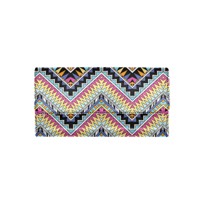 Multicolor zigzag Tribal Aztec Women's Trifold Wallet