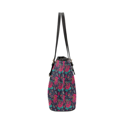 Old School Tattoo Print Leather Tote Bag