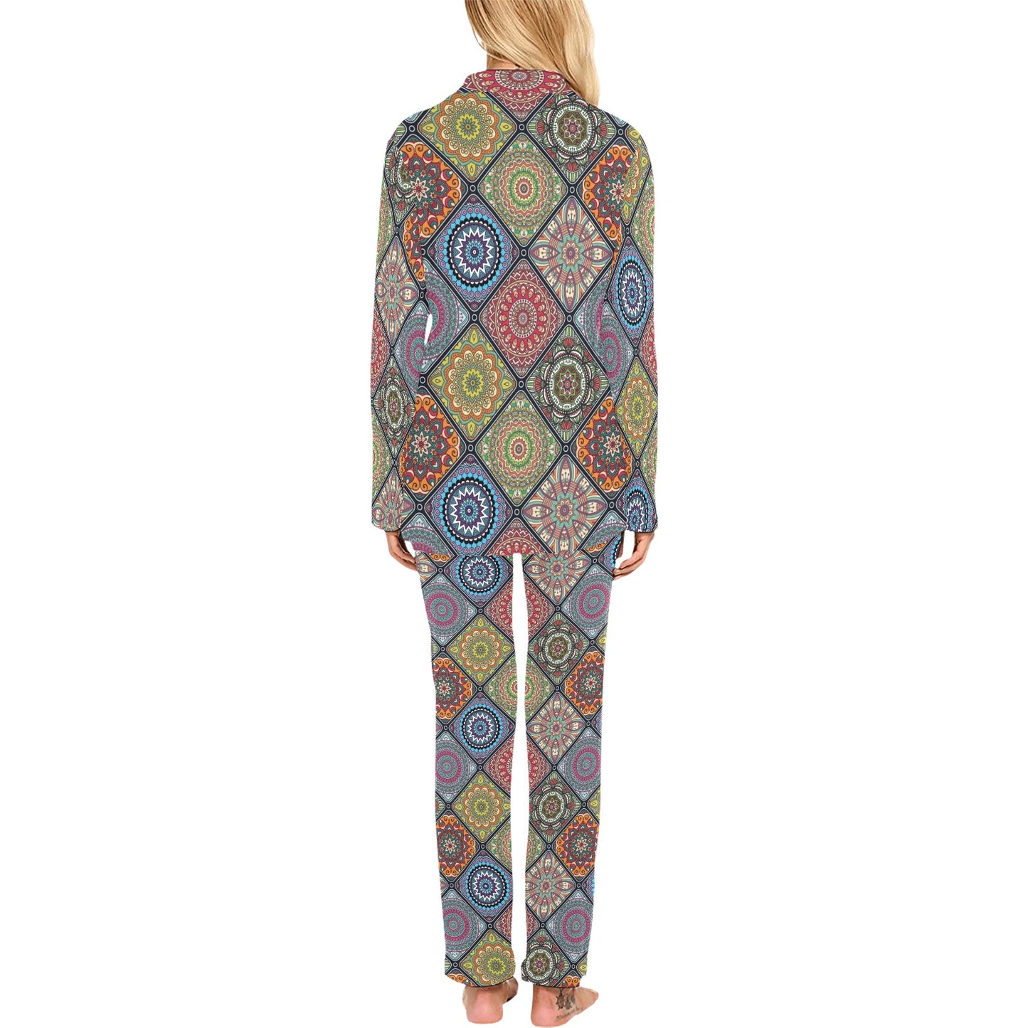 Bohemian Pattern Print Design 05 Women's Long Pajama Set
