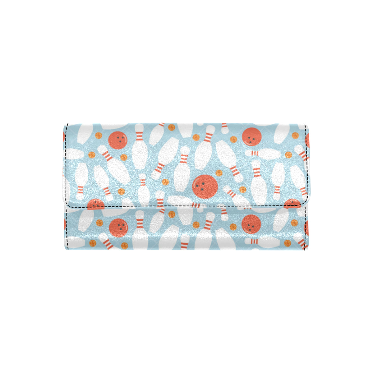 Bowling Pattern Print Design 09 Women's Trifold Wallet