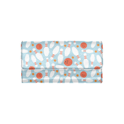 Bowling Pattern Print Design 09 Women's Trifold Wallet