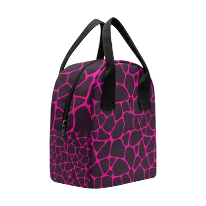 Giraffe Pink Background Texture Print Insulated Lunch Bag