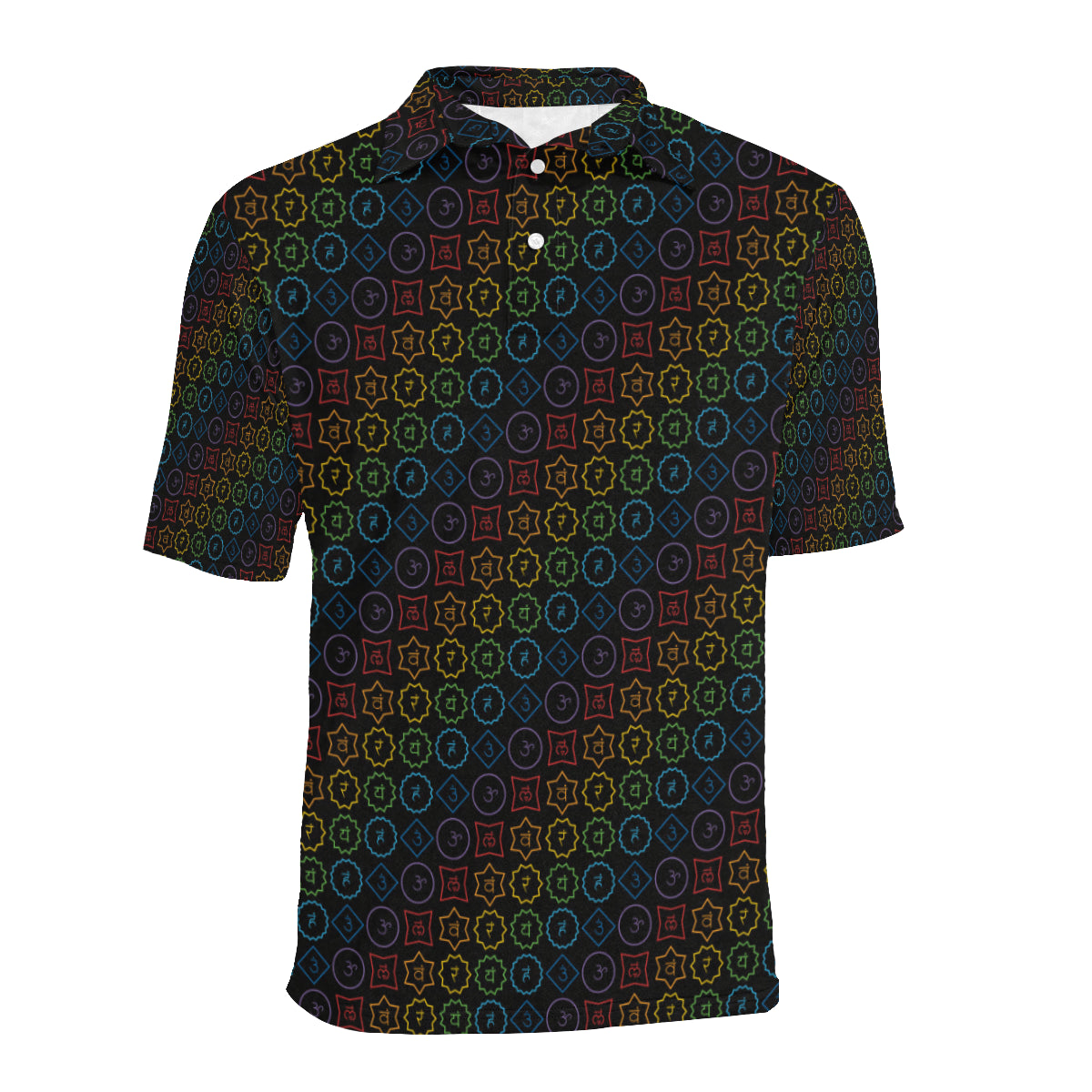 Chakra Colorful Symbol Pattern Men Polo Shirt