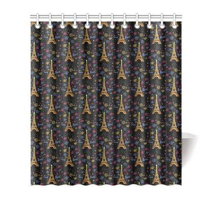 Eiffel Tower Love Paris Print Shower Curtain