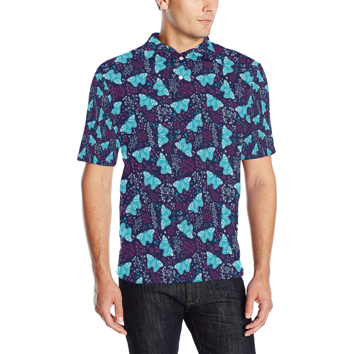 Butterfly Pattern Print Design 011 Men Polo Shirt