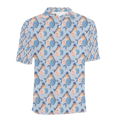 Bluebird Pattern Print Design 01 Men Polo Shirt
